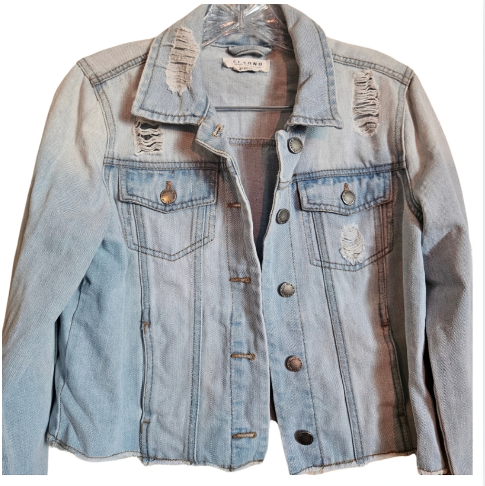 Ci Sono M Light Blue Jean Denim Jacket Distressed U-1322